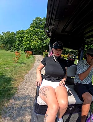 Big titty golf girlfriend flashing them at the couse. I almost got caught. 30N/O cup.'